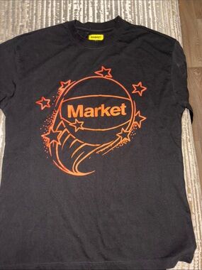 Arket Black Tee with Orange Graphic
